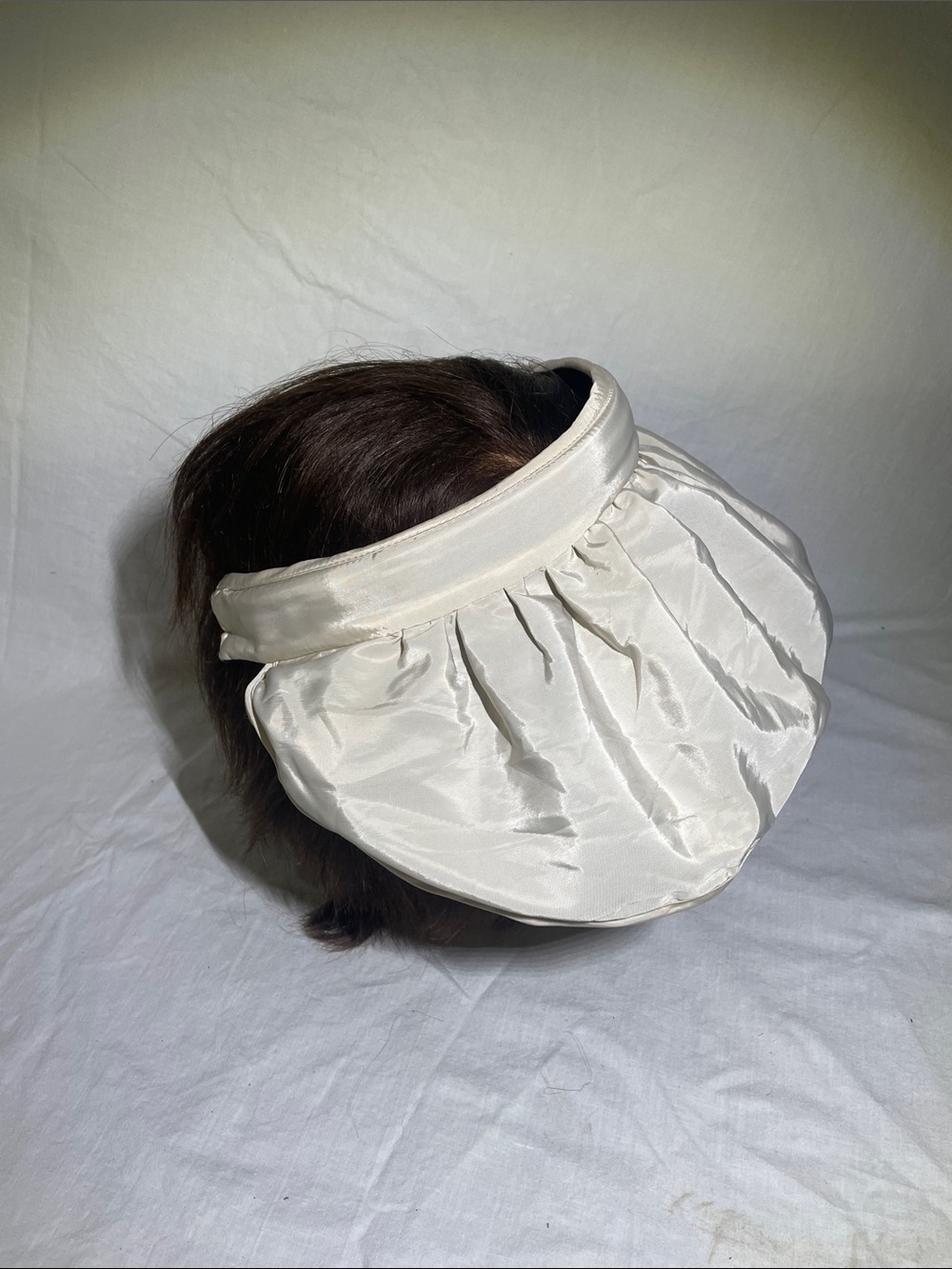 Satin Cream Gathered Visor with Padded Headband